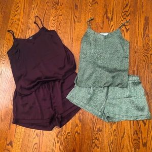 Set of 2 Silky Cami Pajama Matching Sets - Pockets